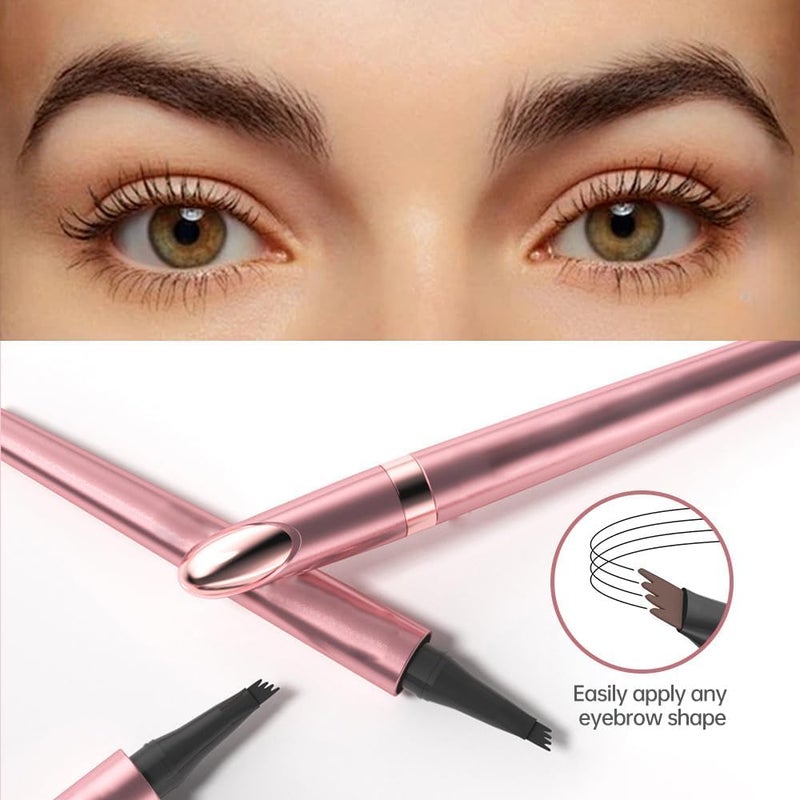 2025 New Waterproof Eyebrow Pen, 3D Microblading Eyebrow Pencil, Long-Lasting Eye Brow Pencil, 4-Fork-Tip Magic Eyebrow Pen, Create Natural Hair-Like Eyebrows (Black) - Image 5