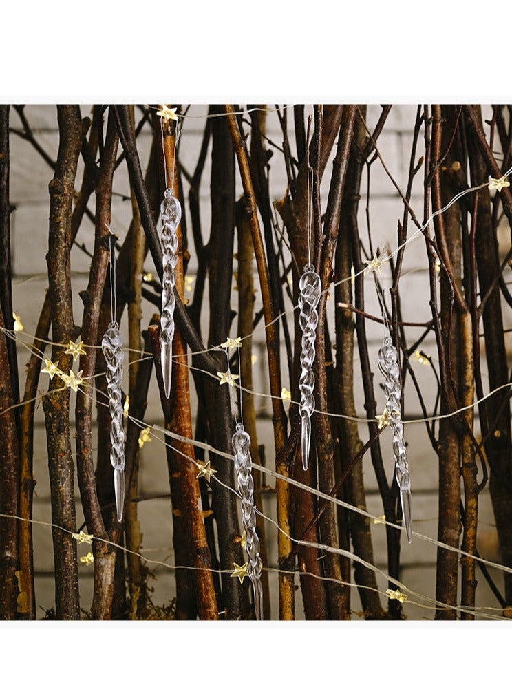 24 Pieces Icicle Ornaments Clear Twisted Icicles Acrylic White Artificial Winter Hanging Decorations Home Holiday Decorations - Image 5