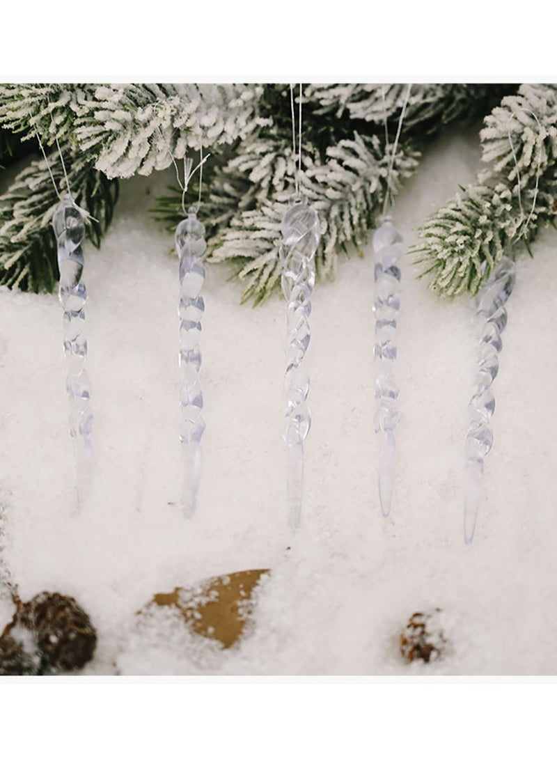 24 Pieces Icicle Ornaments Clear Twisted Icicles Acrylic White Artificial Winter Hanging Decorations Home Holiday Decorations - Image 3