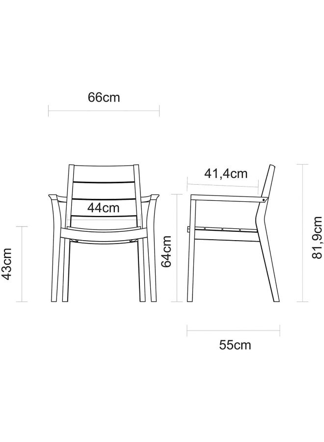 TRAMONTINA Since 1911,Made in Brazil-  Toscana Wooden Chair with arms- furniture - Image 3