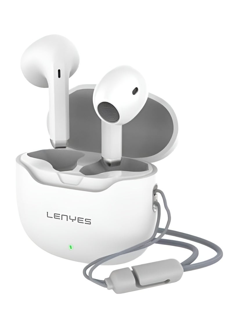Lenyes - True Wireless Earbuds Model Air76 Bluetooth Bass Boosted Noise Canceling Touch Sensitive Sport Ready 10m Range 4 Hours of Music Sleek White Design for the Best in Life - Image 1