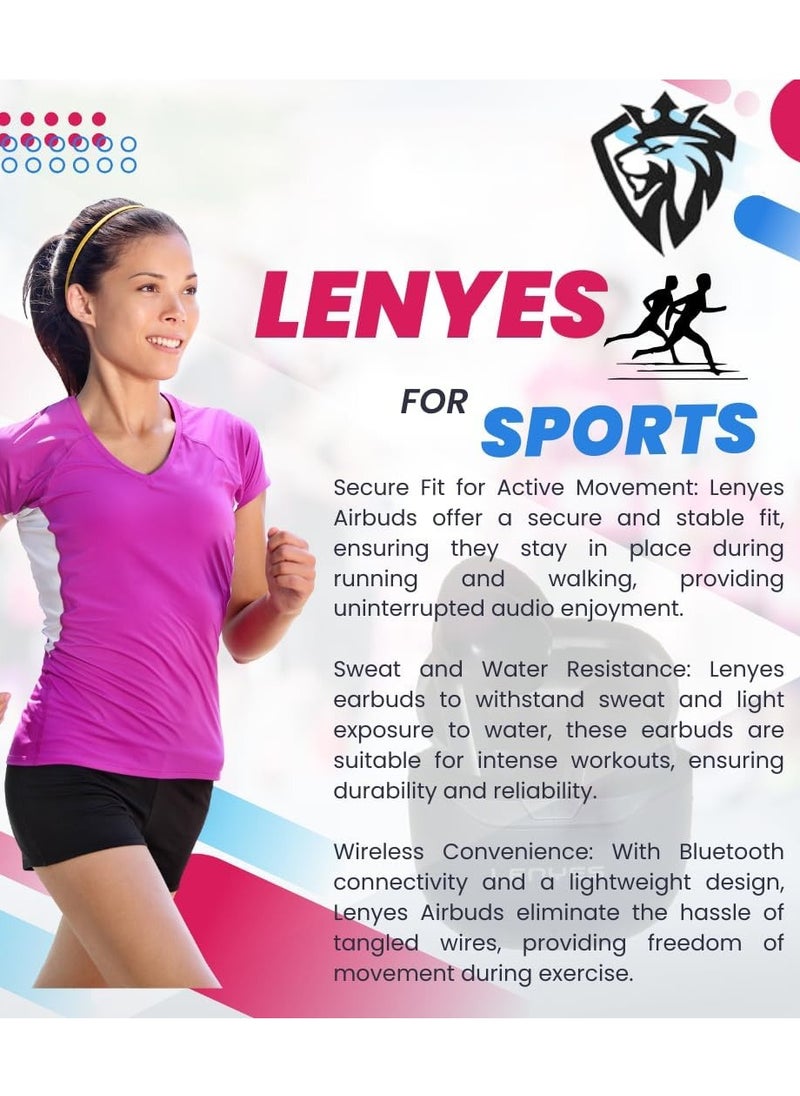 Lenyes - True Wireless Earbuds Model Air76 Bluetooth Bass Boosted Noise Canceling Touch Sensitive Sport Ready 10m Range 4 Hours of Music Sleek White Design for the Best in Life - Image 1