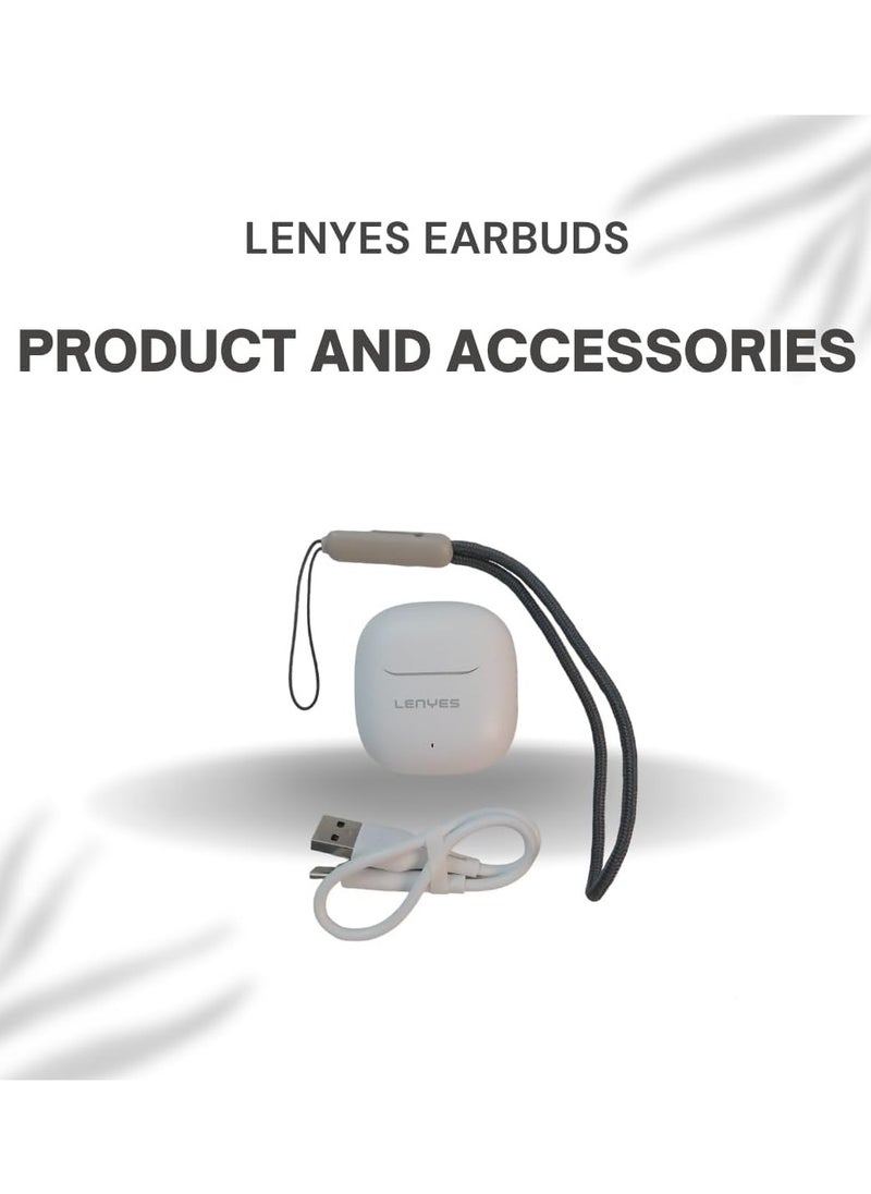 Lenyes - True Wireless Earbuds Model Air76 Bluetooth Bass Boosted Noise Canceling Touch Sensitive Sport Ready 10m Range 4 Hours of Music Sleek White Design for the Best in Life - Image 1