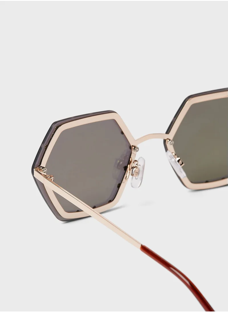 Jeepers Peepers Embellished Hexagon Sunglasses