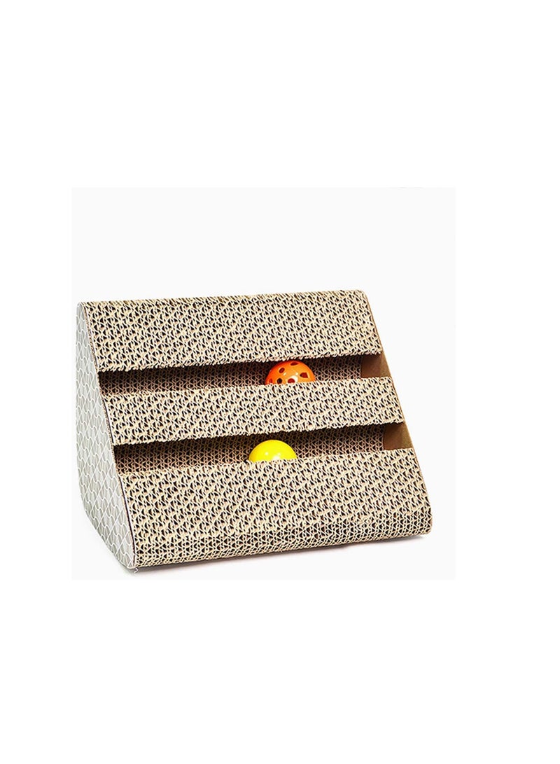Cat Scratch Board Corrugated Paper Kitten Toy Kitten Scratcher Cat Toy with Bell Ball - Image 2