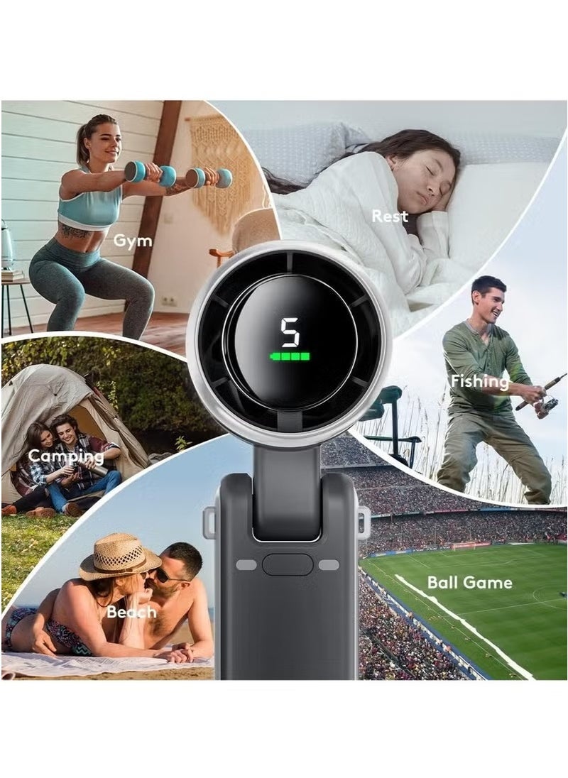 ACLIX Portable Handheld Mini Fan with 50000 RPM, Foldable TurboFan, 3600mAh Type C Rechargeable Battery, 5 Speeds, Digital Display, Ideal for Travel and Outdoor Activities for Men and Women Black  - Image 1
