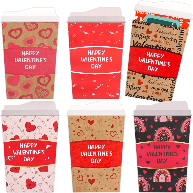 WorldBazaar Coffee Gift Card Holders Valentines 12 Pack Kraft Cards for Teachers Valentines Day Gifts for Employees - Image 1