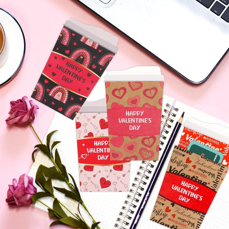 WorldBazaar Coffee Gift Card Holders Valentines 12 Pack Kraft Cards for Teachers Valentines Day Gifts for Employees - Image 5
