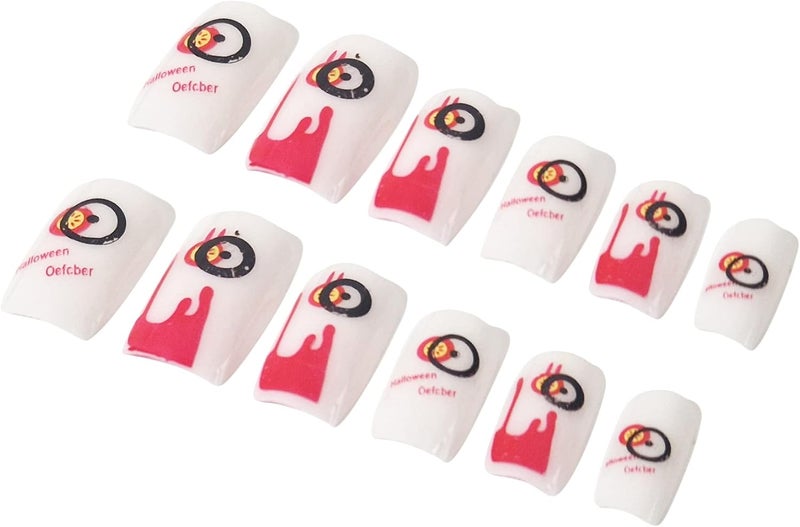 12 Halloween Themed Fake Nails with Glue HN7