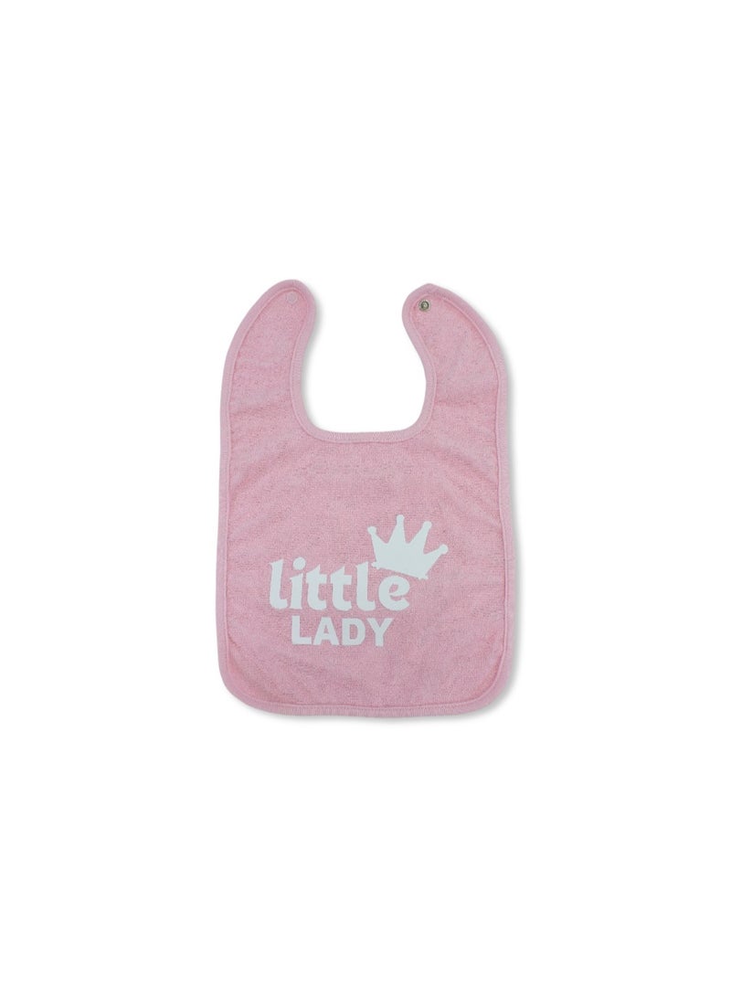 Cotton Bib Pink – with Cute Text - Image 1