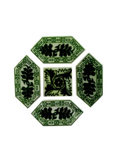 Shiv Kripa Blue Pottery Shiv Kripa Blue Pottery Home Decorative Tile Ceramic High Lighter Wall Tiles 25 x 25 Inch Set of 41 2x2 Tiles White Green 