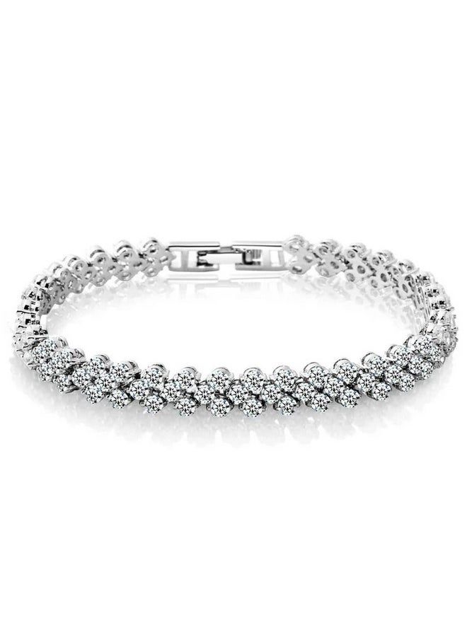 Shining Diva Fashion - Shining Diva Fashion Platinum Plated Crystal Bangle Bracelet for Women and Girls (14677b) - Image 1