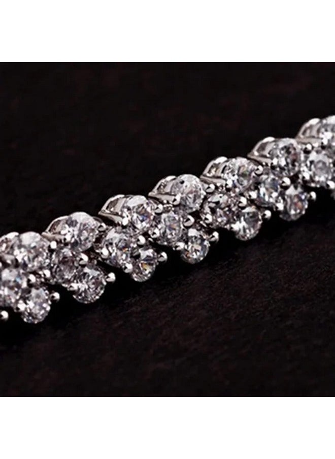 Shining Diva Fashion - Shining Diva Fashion Platinum Plated Crystal Bangle Bracelet for Women and Girls (14677b) - Image 1