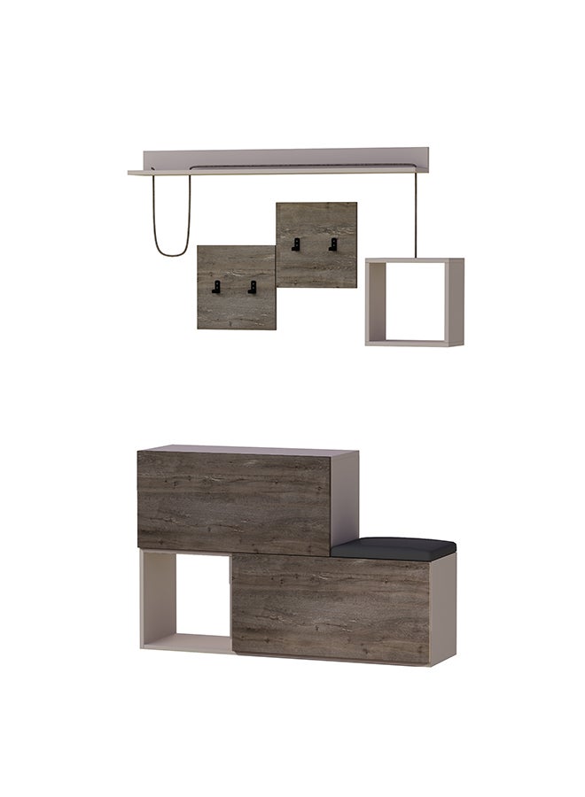 Mourah Home Holdon Hall Stand & Shoe Cabinet - 8 Pairs - Light Mocha/Dark Brown - 2 Years Warranty  - Image 3