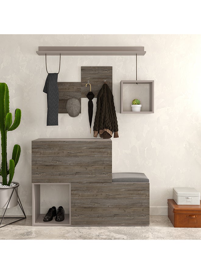 Mourah Home Holdon Hall Stand & Shoe Cabinet - 8 Pairs - Light Mocha/Dark Brown - 2 Years Warranty  - Image 2