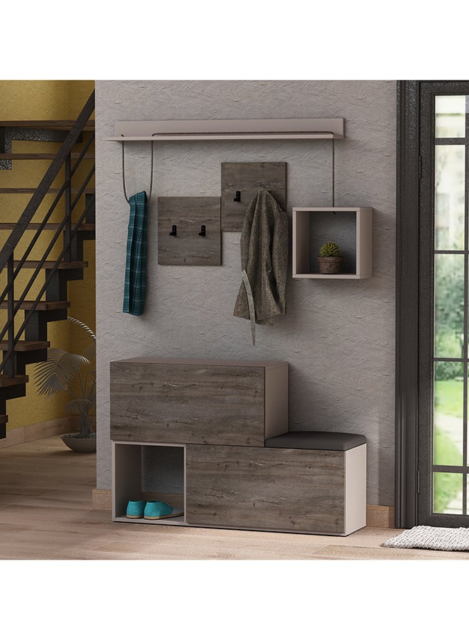 Mourah Home Holdon Hall Stand & Shoe Cabinet - 8 Pairs - Light Mocha/Dark Brown - 2 Years Warranty  - Image 1