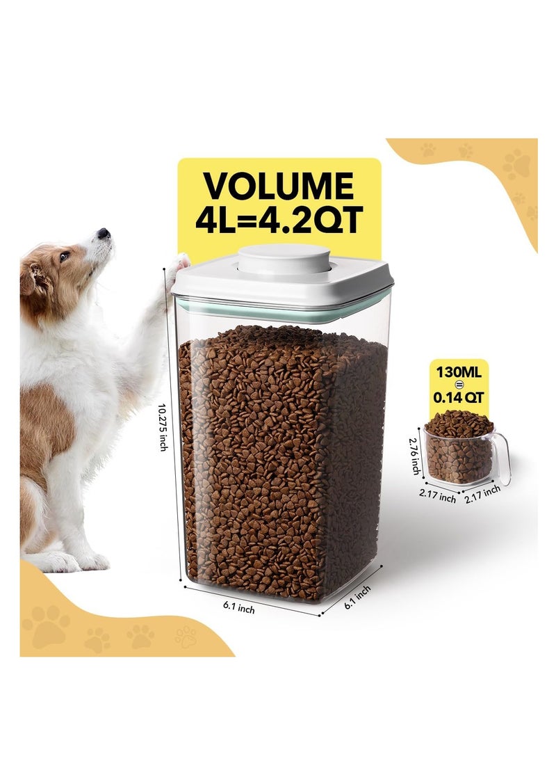 أنكو وعاء تخزين طعام الكلاب الفاخر من Ankou مع مغرفة سعة 130 مل، 4 لتر / 4.2 كوارت / 135 أونصة، وعاء طعام محكم الإغلاق للكلاب والقطط للطعام الجاف والمكافآت، وعاء تخزين طعام القطط خالٍ من مادة BPA، وعاء بلاستيكي قابل للتكديس بغطاء مع غطاء، قطعتان - Image 2
