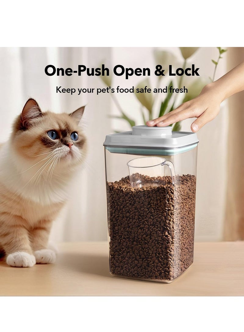 أنكو وعاء تخزين طعام الكلاب الفاخر من Ankou مع مغرفة سعة 130 مل، 4 لتر / 4.2 كوارت / 135 أونصة، وعاء طعام محكم الإغلاق للكلاب والقطط للطعام الجاف والمكافآت، وعاء تخزين طعام القطط خالٍ من مادة BPA، وعاء بلاستيكي قابل للتكديس بغطاء مع غطاء، قطعتان - Image 3