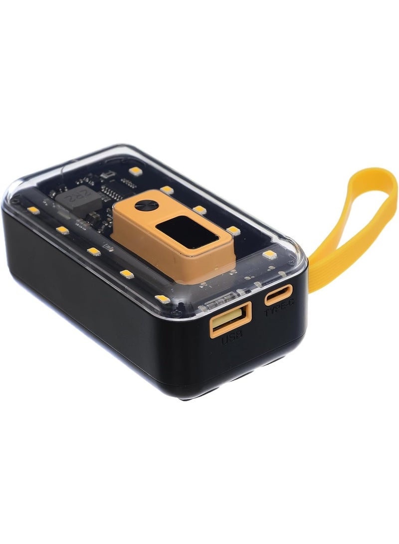 جي باور باور بانك G-Power GP-PB015 بإضاءة LED شفافة، سعة 10000 مللي أمبير، منفذان (USB وType-C)، مزود بثلاثة كابلات مدمجة، شحن سريع 22.5 واط، لون أسود - Image 3