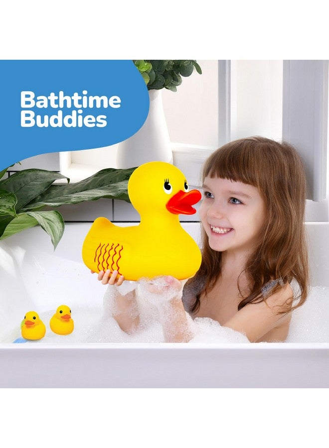 ArtCreativity Jumbo Rubber Ducky Bath Toy - 10 Inch Giant Rubber Duck with 2 Mini Duckies - Classic Large Rubber Duck for Fun-Filled Baths - Bath Toys for Kids Ages 3 and Up - Image 4
