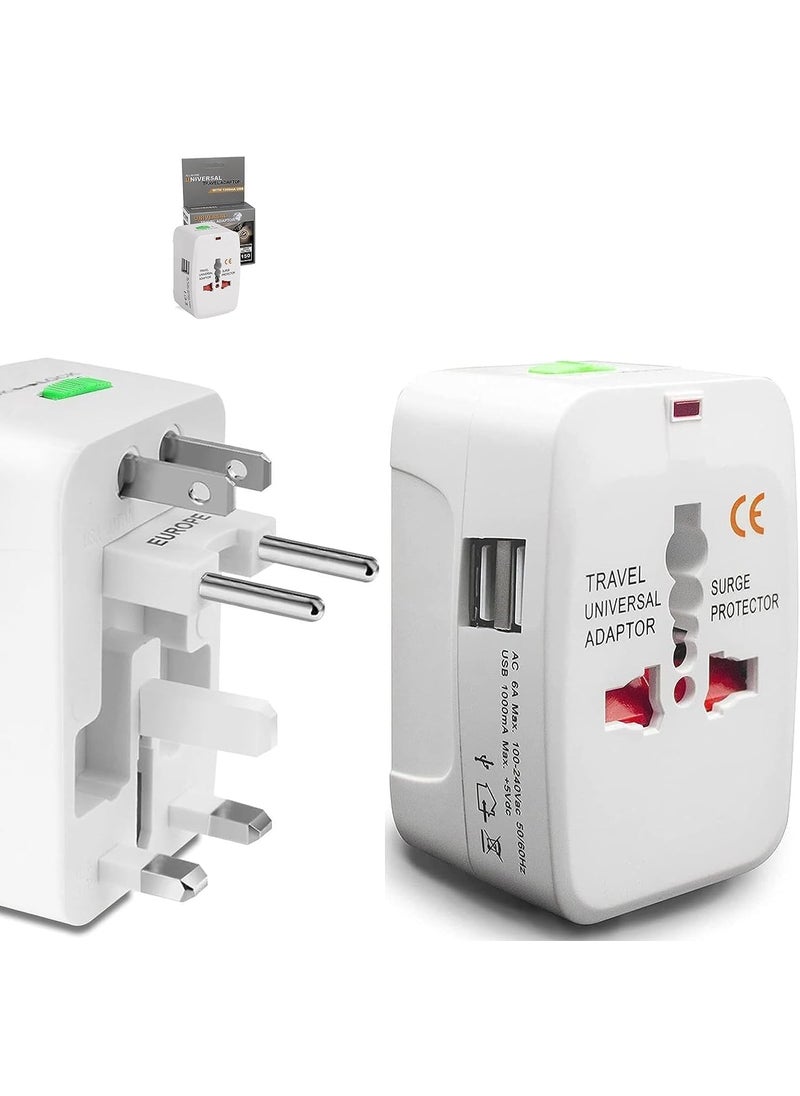 CARE CASE CARE CASE 200 Countries Supported Universal Travel Adapter with Build in Dual USB Plug Travel Adapter International All in One Worldwide Adapters Compatible with Laptop Mobile Camera Tablet  - Image 1
