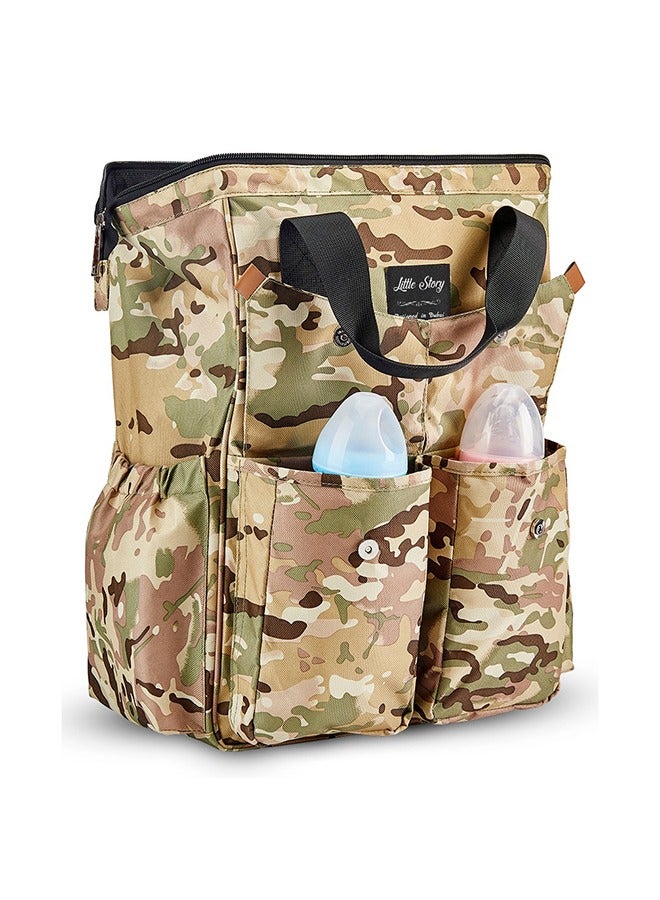 Little Story Elite Diaper Bag With Stroller Hooks And Changing Mat - Camouflage  - Image 4