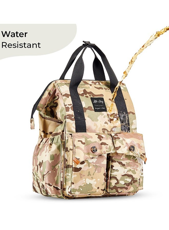 Little Story Elite Diaper Bag With Stroller Hooks And Changing Mat - Camouflage  - Image 5