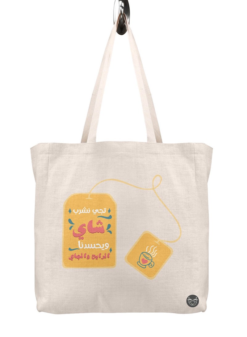 Canvas bag with tea time design print