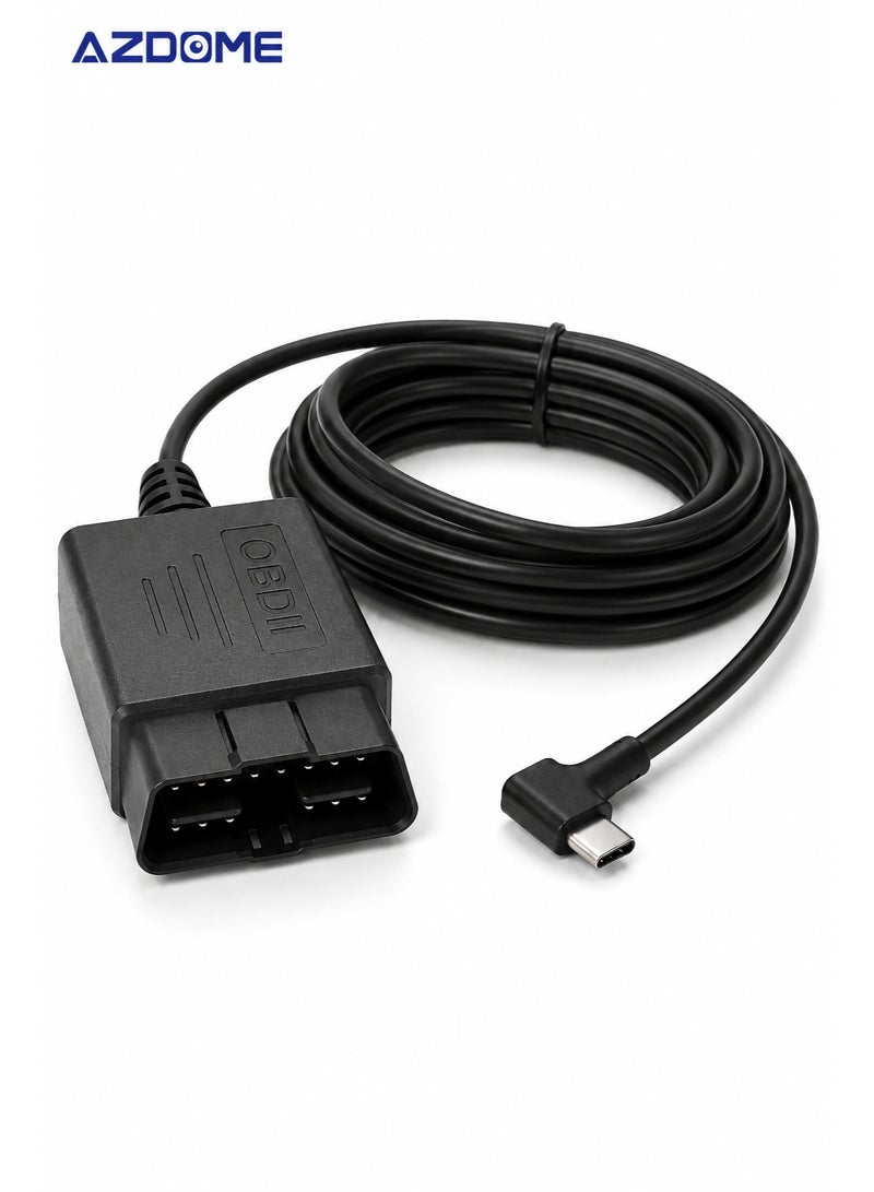 أزدوم طقم توصيل كاميرا السيارة Type-C عبر منفذ OBD OBD01، كابل طاقة 11 قدم 12/24V إلى 5V/2.5A، تركيب بدون قص أسلاك، وضع الركن وحماية انخفاض الجهد - Image 1