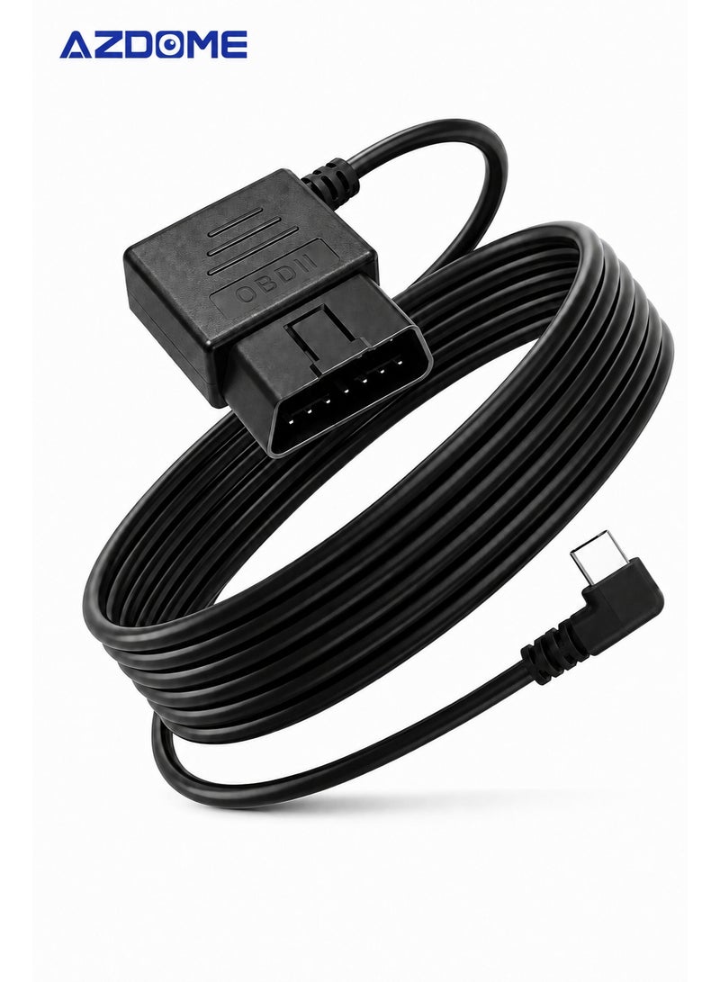أزدوم طقم توصيل كاميرا السيارة Type-C عبر منفذ OBD OBD01، كابل طاقة 11 قدم 12/24V إلى 5V/2.5A، تركيب بدون قص أسلاك، وضع الركن وحماية انخفاض الجهد - Image 1
