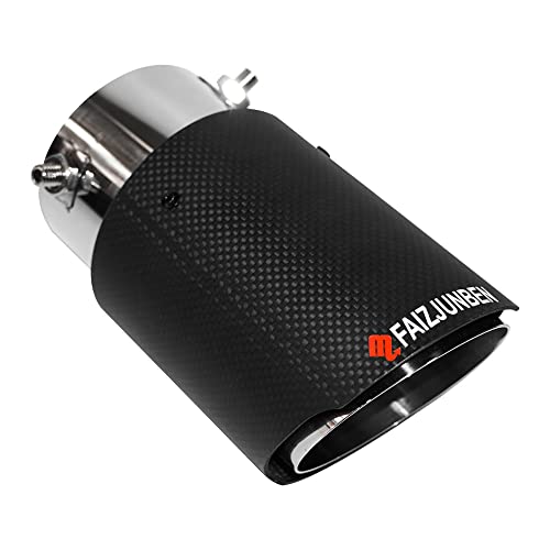 FAIZJUNBEN carbon fiber exhaust tip inlet 2.8" outlet 3.5" length 6.5", frosted carbon fiber exhaust tip - bolt-on, for 1.8"-2.8" OD car exhaust pipe - Image 1