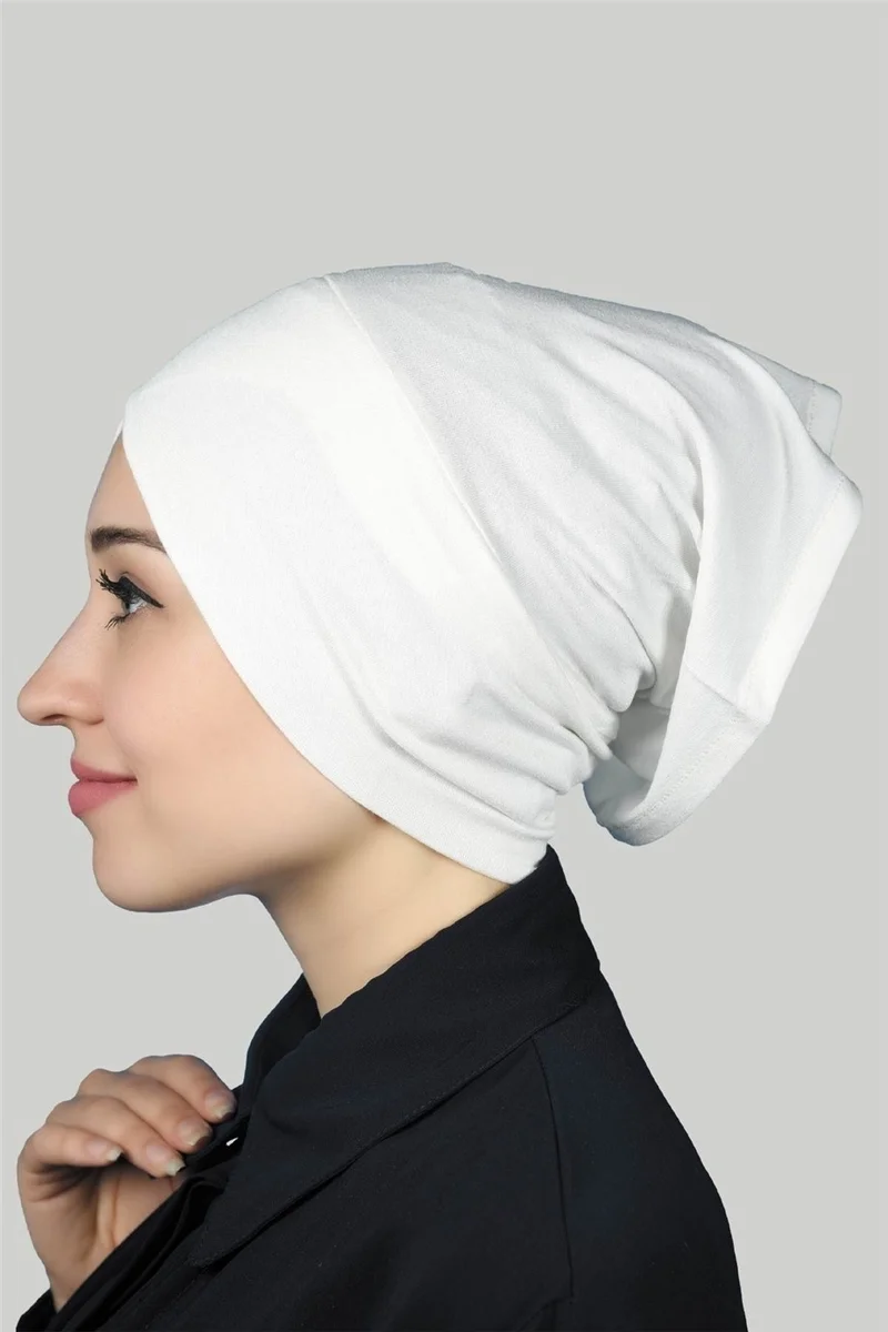 Altobeh Cross Outer Hijab Bonnet Combed Cotton - Ecru