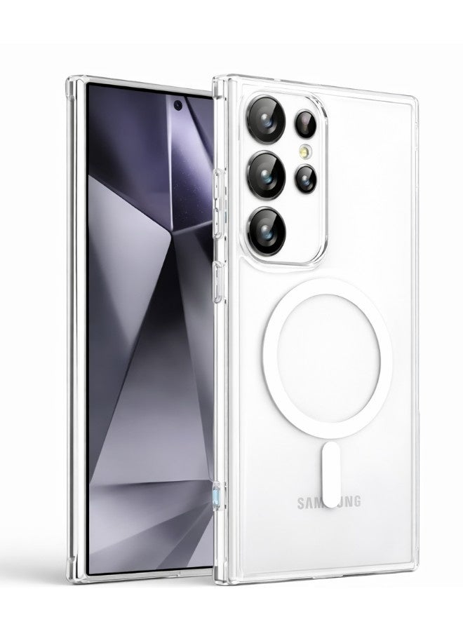 جيرفور جراب موبايل جالكسي اس 24 الترا (Galaxy S24 Ultra) مضاد للصدمات, غطاء حماية مضاد للخدش يدعم الشحن اللاسلكي ماج سيف, مصنوع من البولي يورثين الحراري عالي الجودة - شفاف - Image 2