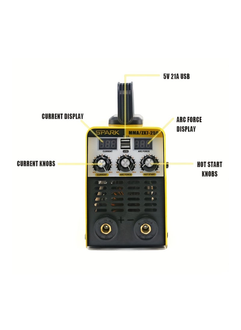 Spark 220V Portable Mini Welding Machine MMA-250 Dual USB Socket Welding Machine With IGBT UAE Spot 20-120A Lightweight Welding Machine Dual Welding Machine Home Manual Welding, Without Battery  - Image 2