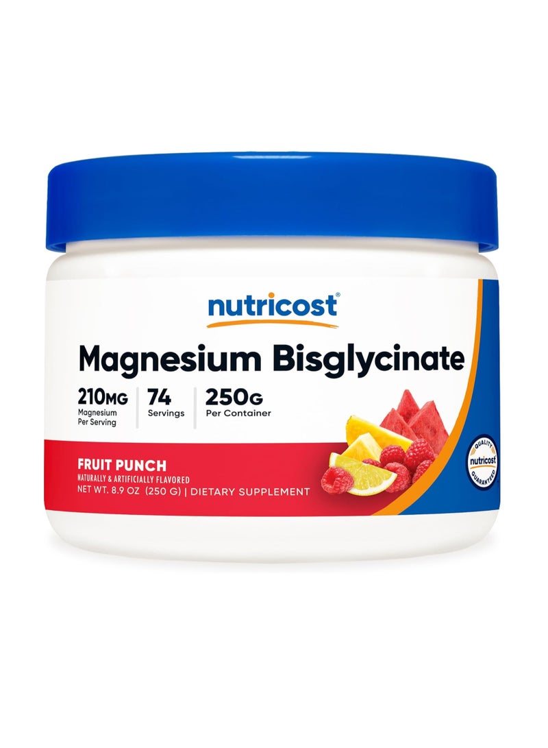 Nutricost Magnesium Bisglycinate Powder Fruit Punch, 250 Grams