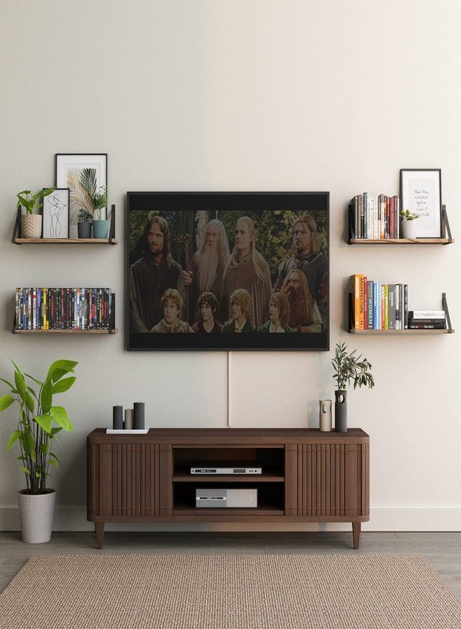 والنيتشر أرفف عائمة من Wallniture طراز Bora، مقاس 24 بوصة × 6 بوصات، مجموعة من 4 أرفف، وحدة رفوف صغيرة لغرفة المعيشة أو المكتب أو غرفة النوم، ديكور حائط من الخشب الطبيعي المحروق الريفي مع دعامة معدنية للرفوف. - Image 2