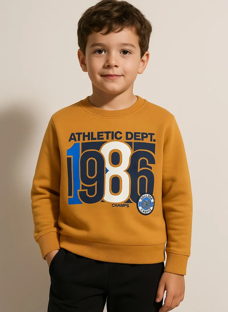 victor and jane Boys' Mustard Yellow "Athletic Dept. 1986" Graphic Sweatshirt