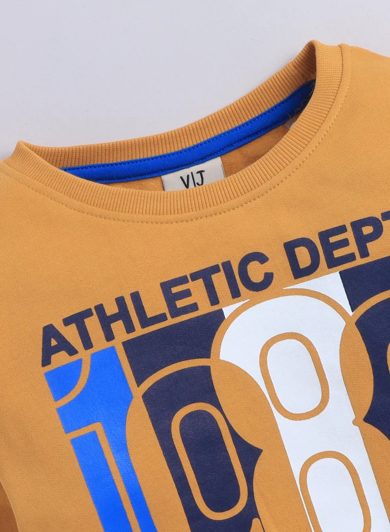 victor and jane Boys' Mustard Yellow "Athletic Dept. 1986" Graphic Sweatshirt
