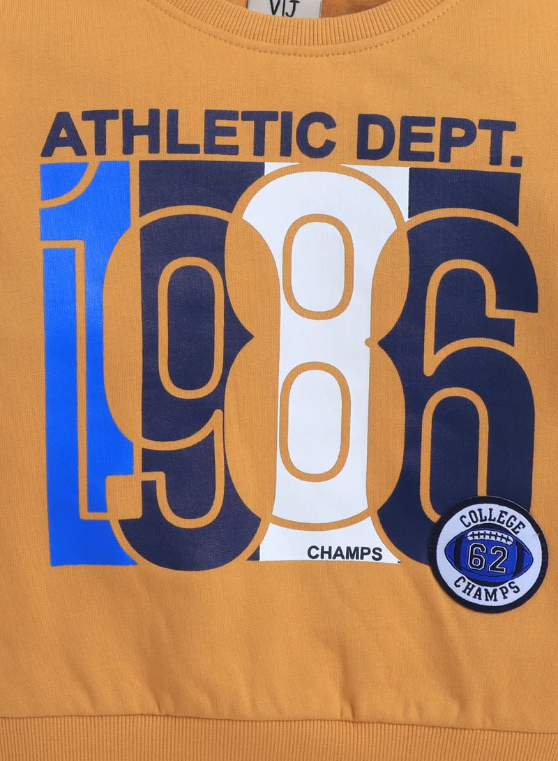 victor and jane Boys' Mustard Yellow "Athletic Dept. 1986" Graphic Sweatshirt