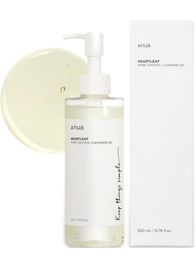 Anua Heartleaf Pore Control Cleansing Oil Korean Facial Cleanser, Daily Makeup Blackheads Removal 200ml - Image 1