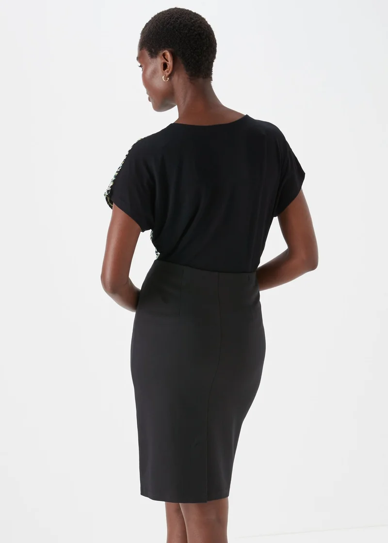 Matalan Et Vous Black Ponte Knee Length Skirt