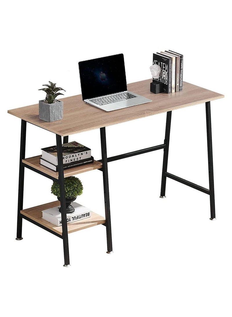 Cool Baby COOLBABY Simple Style Wood Table Metal Frame Home Office Computer Desk Writing Study Workstation with 2 Tier Storage Shelves 43 inch - Image 1