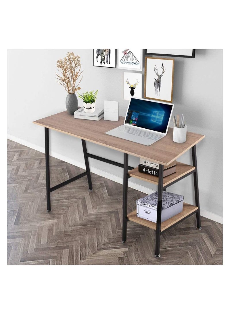 Cool Baby COOLBABY Simple Style Wood Table Metal Frame Home Office Computer Desk Writing Study Workstation with 2 Tier Storage Shelves 43 inch - Image 3