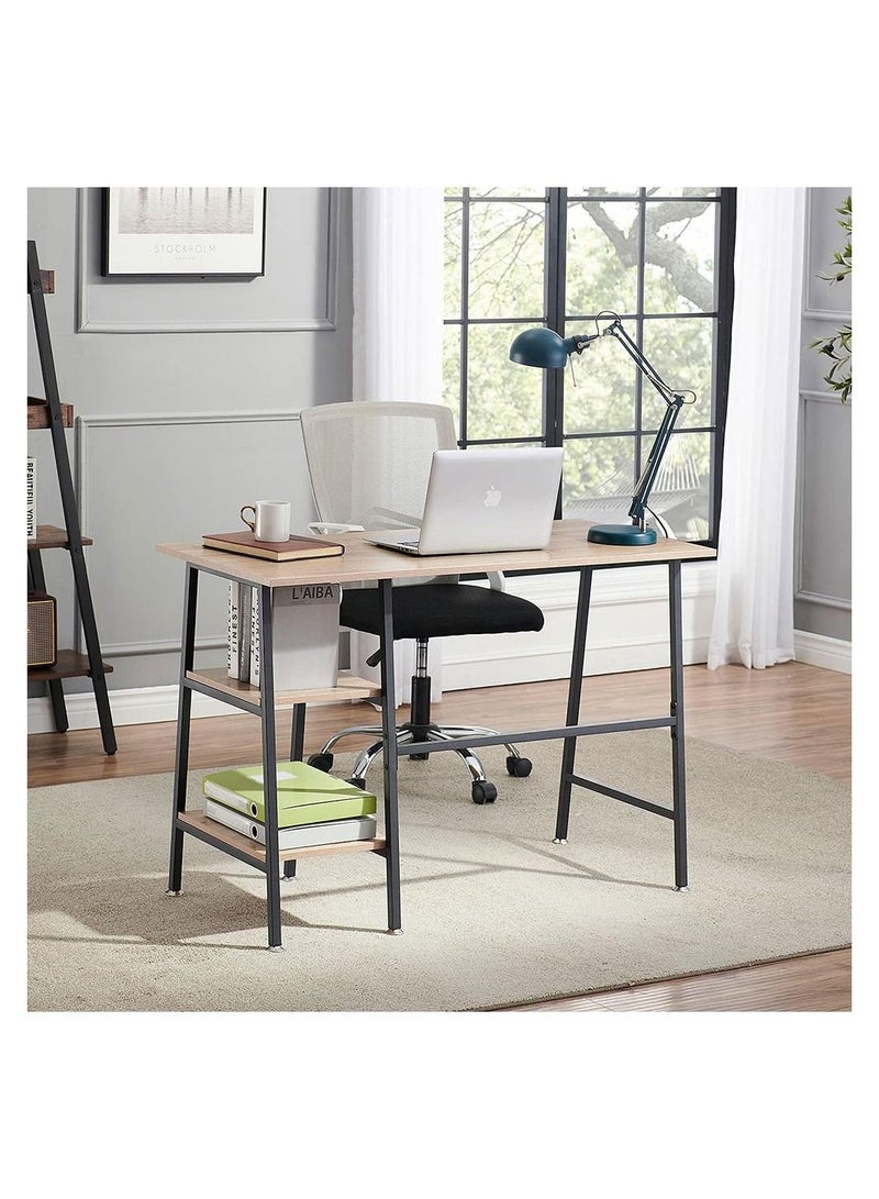 Cool Baby COOLBABY Simple Style Wood Table Metal Frame Home Office Computer Desk Writing Study Workstation with 2 Tier Storage Shelves 43 inch - Image 2