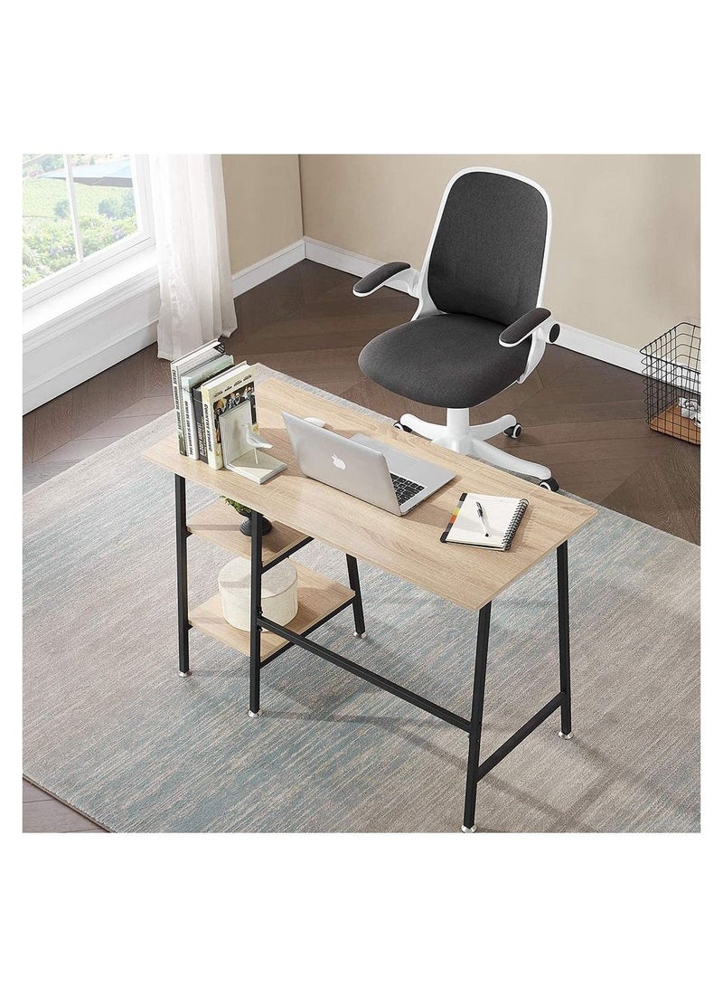 Cool Baby COOLBABY Simple Style Wood Table Metal Frame Home Office Computer Desk Writing Study Workstation with 2 Tier Storage Shelves 43 inch - Image 4