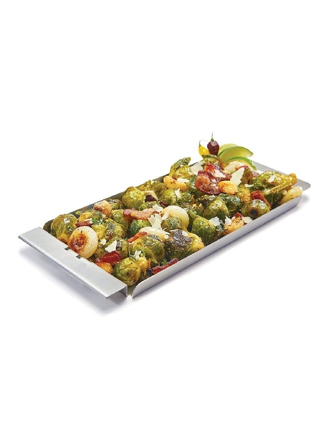 Broil King Stainless Steel Narrow Grill Topper Tray with Interlocking Design Silver 6.5 x 14.5 x 3.5 Inch