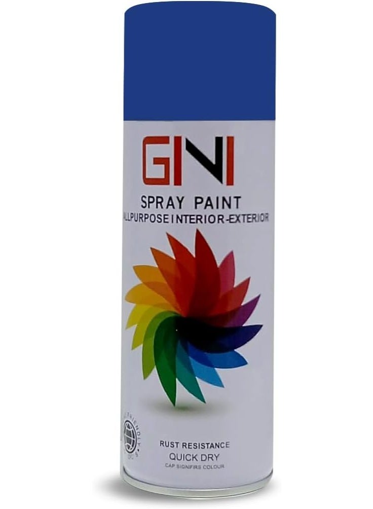 GINI All-Purpose Spray Paint - 450 ML - Blue - Fast Quick Dry Paint, All Weather Rust-Resistant Interior & Exterior Acrylic Paint (Pack of 1) - Image 1