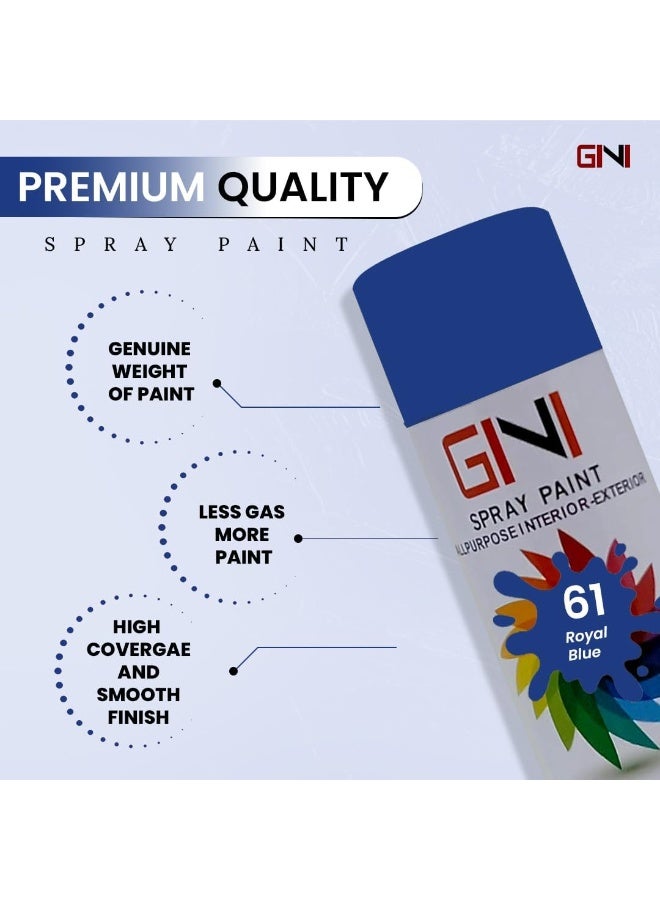 GINI All-Purpose Spray Paint - 450 ML - Blue - Fast Quick Dry Paint, All Weather Rust-Resistant Interior & Exterior Acrylic Paint (Pack of 1) - Image 3