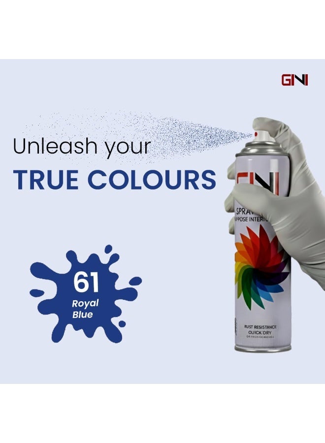 GINI All-Purpose Spray Paint - 450 ML - Blue - Fast Quick Dry Paint, All Weather Rust-Resistant Interior & Exterior Acrylic Paint (Pack of 1) - Image 4