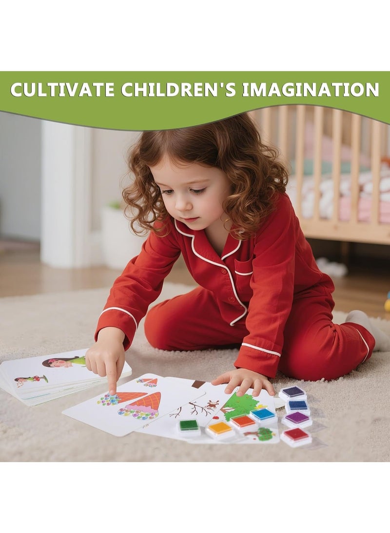 Finger Paint for Kids 3+ Years, Non-Toxic Water Paint Coloring Books, Portable Creative Kit with Stampers for Travel (12 Colors) - Image 4